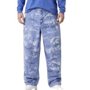 Urban Outfitters Pants Large Purple Gray Graffiti Chino Baggy Loose Streetwear